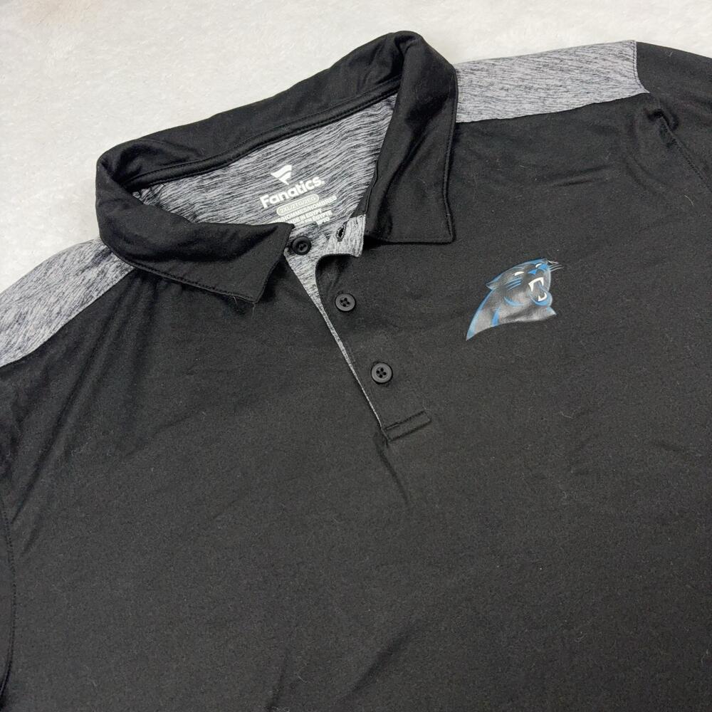 Carolina Panthers Shirt Mens 2XL Black NFL Football Fanatics Polo Made In Egypt